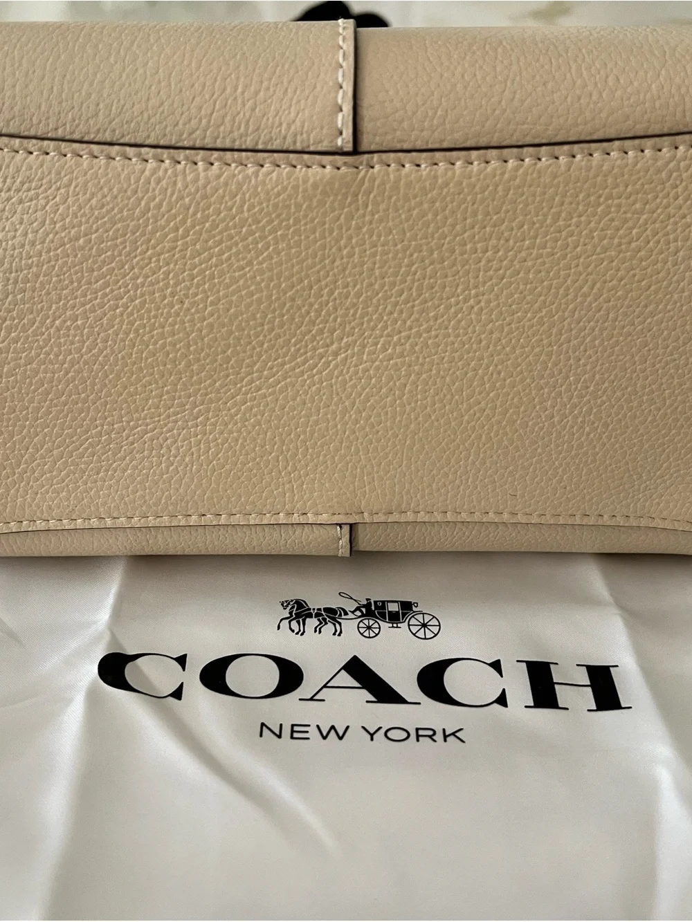Coach Mini Pebbled Leather Tote in Cream with Gold Accent